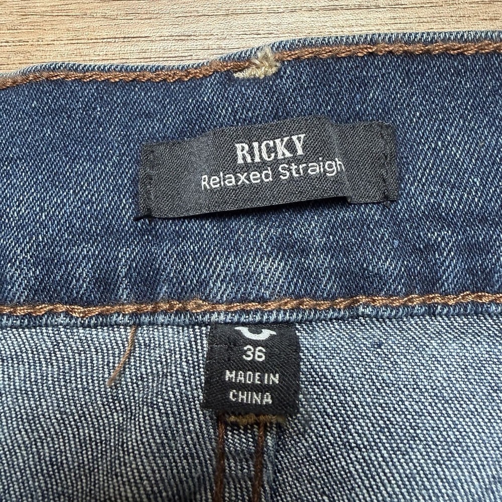 True Religion Jeans Men 36x34 Ricky Relaxed Straight Stretch Flap T Pockets NEW - Picture 5 of 13